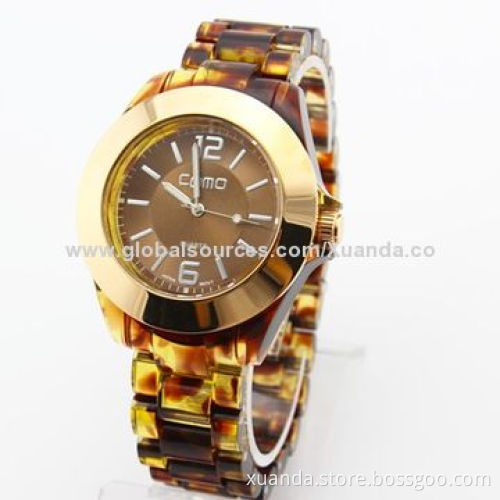 Metal sports watches, plastic and metal strap match together, IPS plating on case, 3ATM waterproof